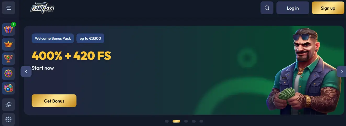 Domovská stránka Gangsta Casino